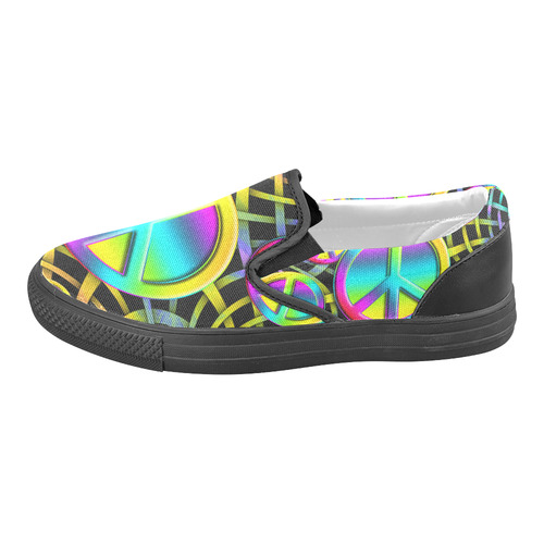 Neon Colorful PEACE pattern Slip-on Canvas Shoes for Men/Large Size (Model 019)