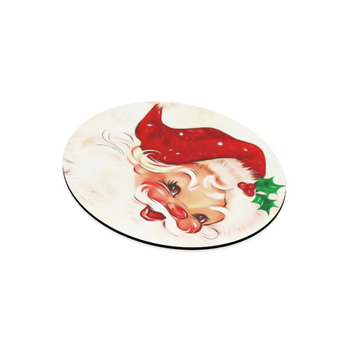 A cute vintage Santa Claus with a mistletoe Round Mousepad