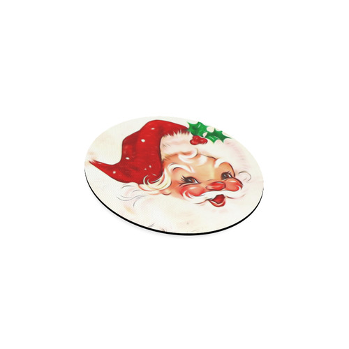 A cute vintage Santa Claus with a mistletoe Round Coaster