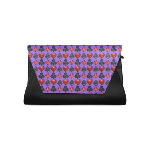 Black and Red Casino Poker Card Shapes Clutch Bag (Model 1630)