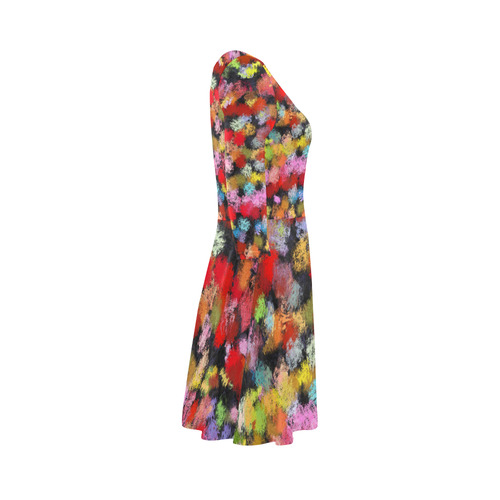 Colorful paint strokes 3/4 Sleeve Sundress (D23)