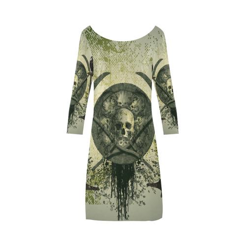 Skulls with crows Bateau A-Line Skirt (D21)