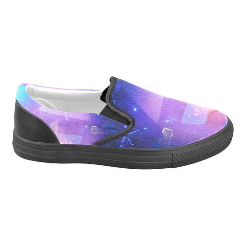 Purple Abstract Triangles Slip-on Canvas Shoes for Men/Large Size (Model 019)