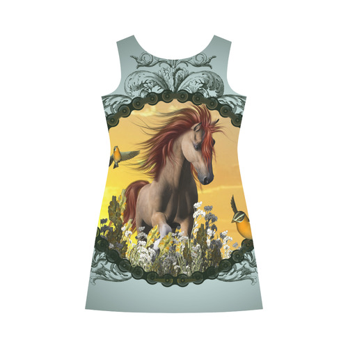 Horse with bird Bateau A-Line Skirt (D21)