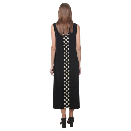 Border - POLKA DOTS - noble Gold White Phaedra Sleeveless Open Fork Long Dress (Model D08)