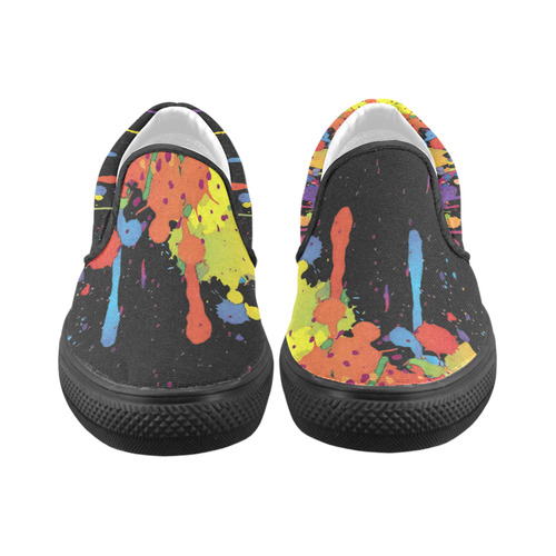 Crazy multicolored running SPLASHES Slip-on Canvas Shoes for Men/Large Size (Model 019)