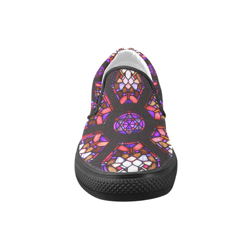 Purple Rosary Window Mandala Slip-on Canvas Shoes for Men/Large Size (Model 019)