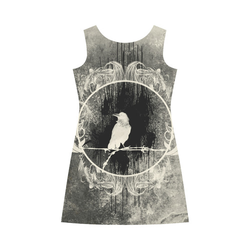 The crow with flowers, vintage design Bateau A-Line Skirt (D21)