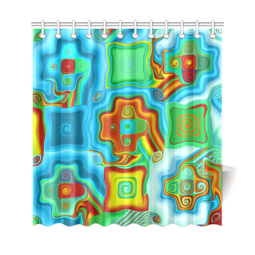 Red Blue Green Cool Colorful Fractal Mosaic Shower Curtain 69"x72"