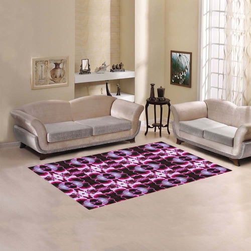 Purple White Flower Abstract Pattern Area Rug 5'x3'3''