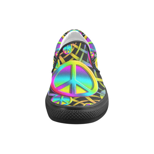 Neon Colorful PEACE pattern Slip-on Canvas Shoes for Men/Large Size (Model 019)