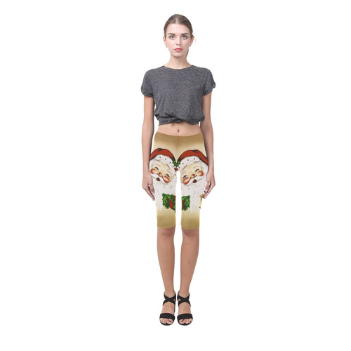 A cute Santa Claus with a mistletoe and a latern Hestia Cropped Leggings (Model L03)