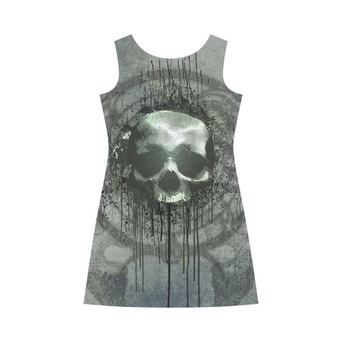 Awesome skull with bones and grunge Bateau A-Line Skirt (D21)