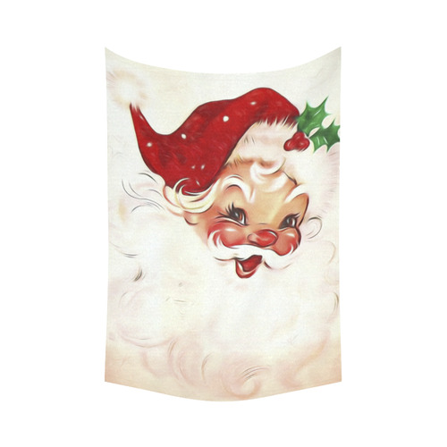 A cute vintage Santa Claus with a mistletoe Cotton Linen Wall Tapestry 60"x 90"