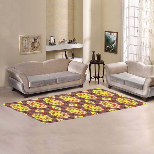 Yellow and Brown Abstract Area Rug 9'6''x3'3''