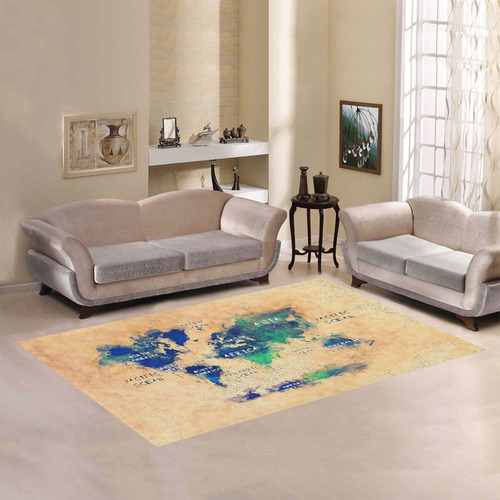 world map OCEANS and continents Area Rug7'x5'