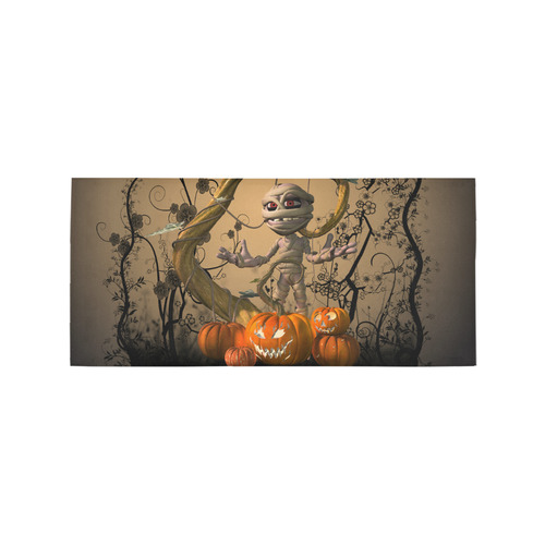 Funny mummy with pumpkins Area Rug 7'x3'3''