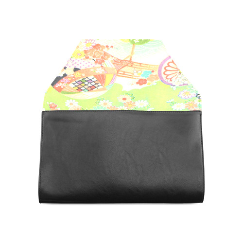 Kimono Print, Lime Green Clutch Bag (Model 1630)
