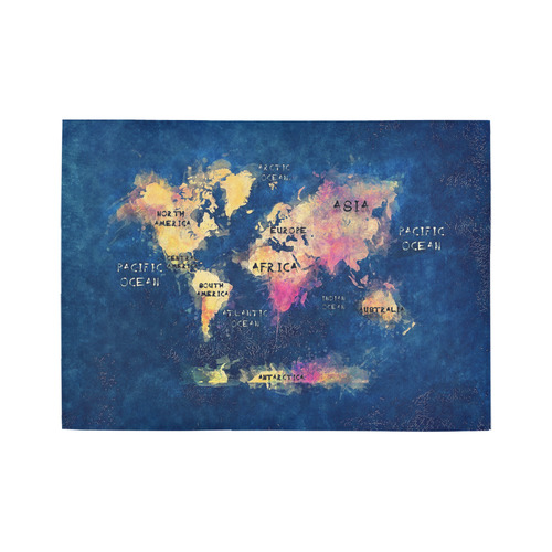 world map oceans and continents Area Rug7'x5'