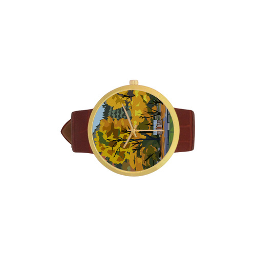 Arrowtown Gold Women's Golden Leather Strap Watch(Model 212)