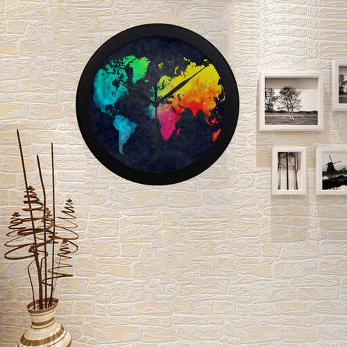 world map Circular Plastic Wall clock