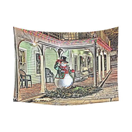 Snowman20161003 Cotton Linen Wall Tapestry 80"x 60"