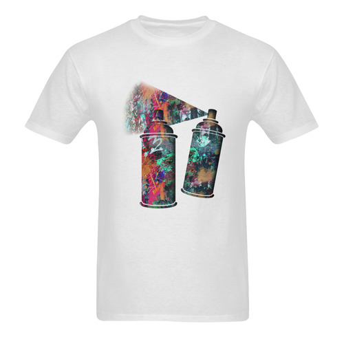 Graffiti and Paint Splatter Two Spray Cans Men's T-Shirt in USA Size (Two Sides Printing)