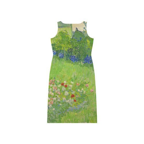 Van Gogh Daubigny's Garden Fine Nature Art Phaedra Sleeveless Open Fork Long Dress (Model D08)