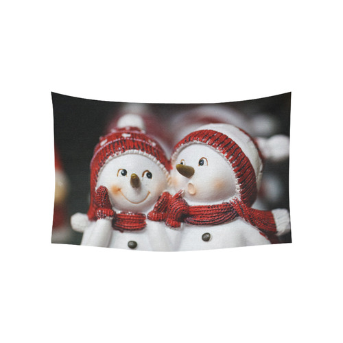 Snowman20161001 Cotton Linen Wall Tapestry 60"x 40"