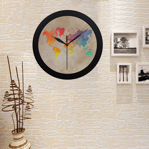 world map Circular Plastic Wall clock