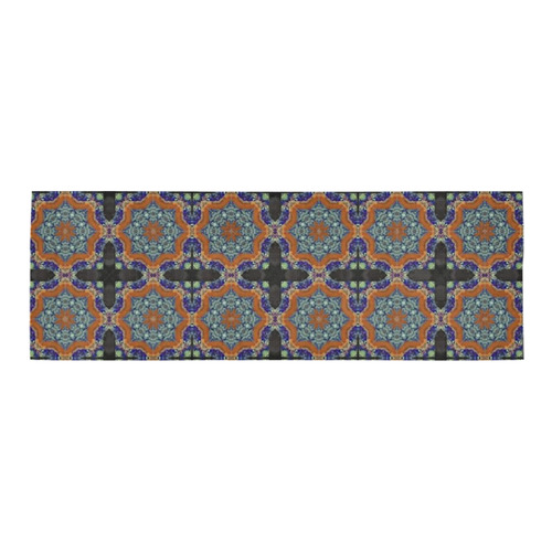 Blue and Brown Abstract Area Rug 9'6''x3'3''