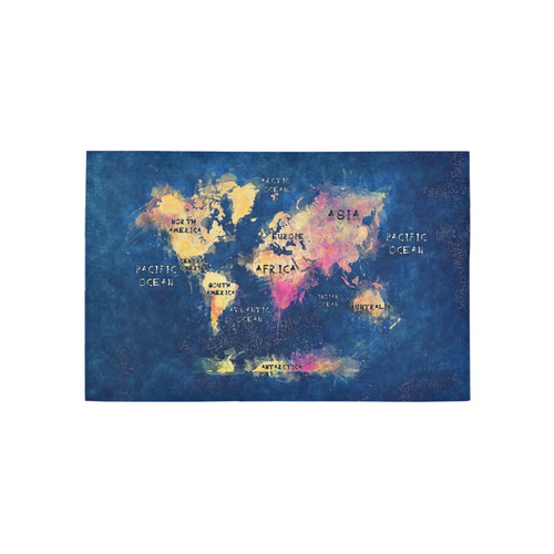 world map oceans and continents Area Rug 5'x3'3''