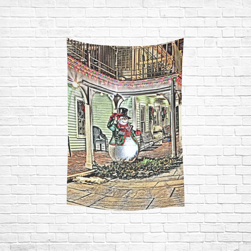 Snowman20161003 Cotton Linen Wall Tapestry 40"x 60"