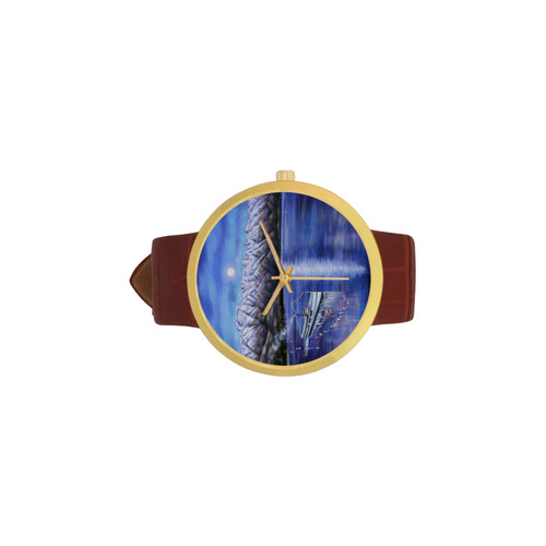 Queenstown moonlight Women's Golden Leather Strap Watch(Model 212)