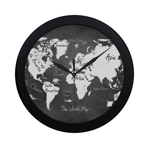 world map Circular Plastic Wall clock