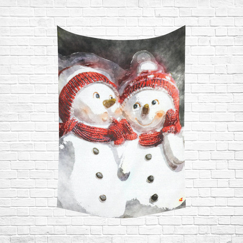 Snowman20161002 Cotton Linen Wall Tapestry 60"x 90"