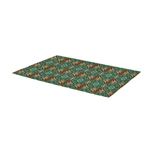 Green and Brown Floral Area Rug 7'x3'3''