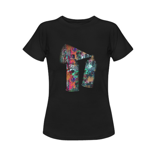 Graffiti and Paint Splatter Two Spray Cans Women's Classic T-Shirt (Model T17）