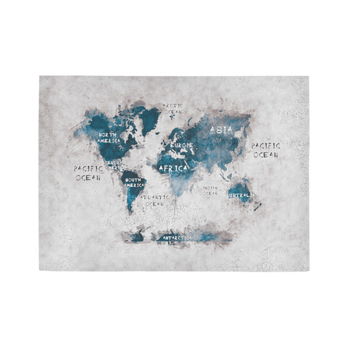 world map OCEANS and continents Area Rug7'x5'