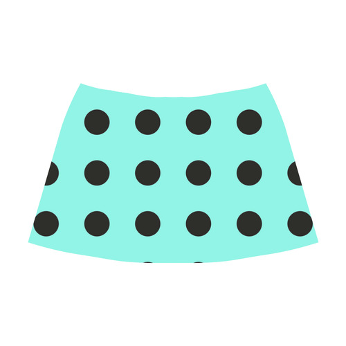 big black pokadots on teal Mnemosyne Women's Crepe Skirt (Model D16)