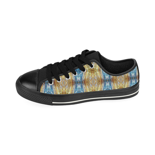 Gold and Blue Elegant Pattern Canvas Women's Shoes/Large Size (Model 018)