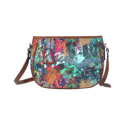 Graffiti Wall and Paint Splatter Saddle Bag/Small (Model 1649) Full Customization