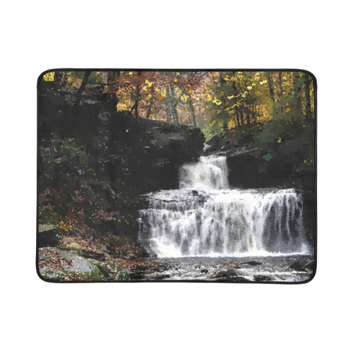 Dark Rock Pixel Waterfall Beach Mat 78"x 60"