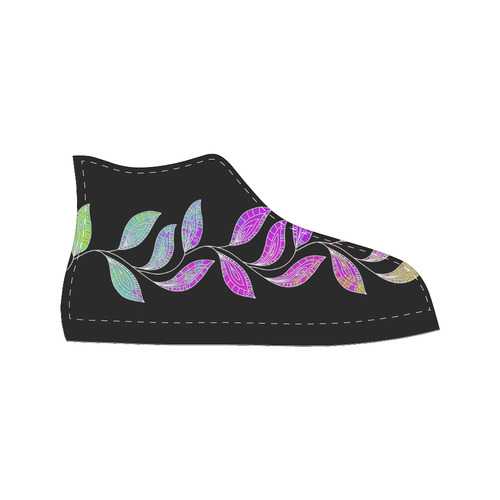 BORDER LEAVES TENDRIL Watercolor Colored White Women's Classic High Top Canvas Shoes (Model 017)