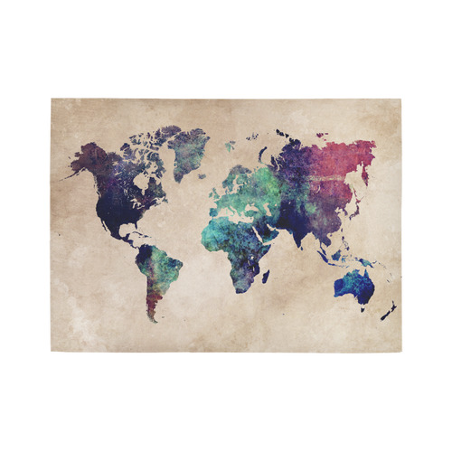 world map Area Rug7'x5'