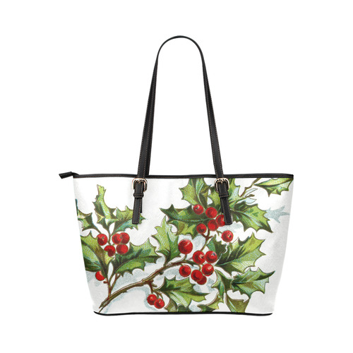 HollyBerries20150801 Leather Tote Bag/Large (Model 1651)