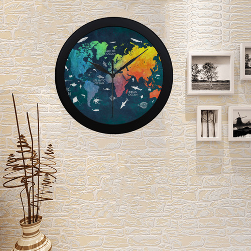 world map Circular Plastic Wall clock