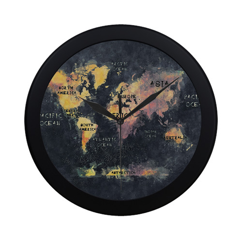 world map OCEANS and continents Circular Plastic Wall clock
