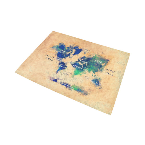 world map OCEANS and continents Area Rug7'x5'