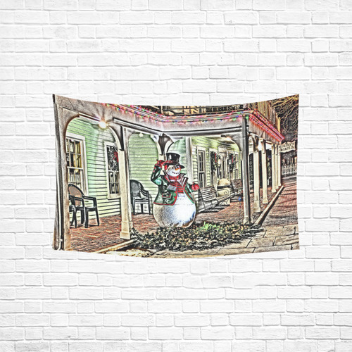 Snowman20161003 Cotton Linen Wall Tapestry 60"x 40"